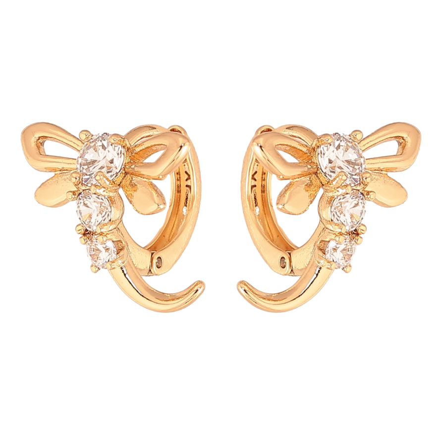 Сережки Xuping колір Позолота 18К колечка "Стрекози з кристалами" фото №1