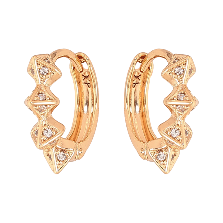 Серьги Xuping цвет Позолота 18К колечки "Узор с кристаллами" фото №3