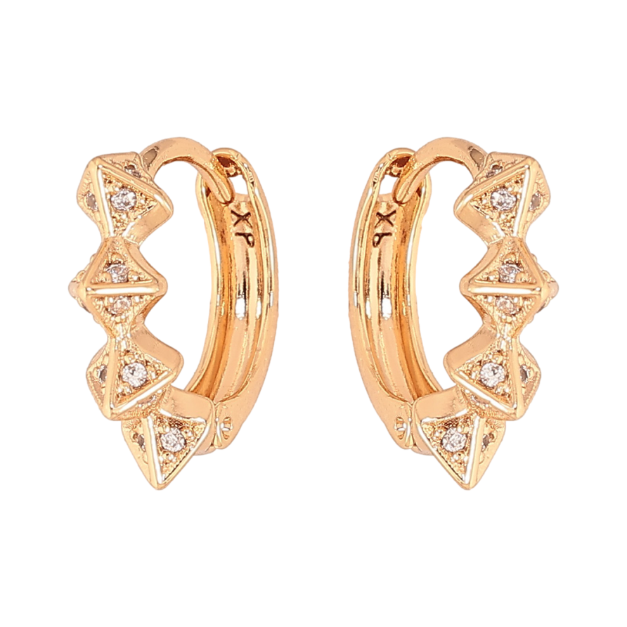 Серьги Xuping цвет Позолота 18К колечки "Узор с кристаллами" фото №1