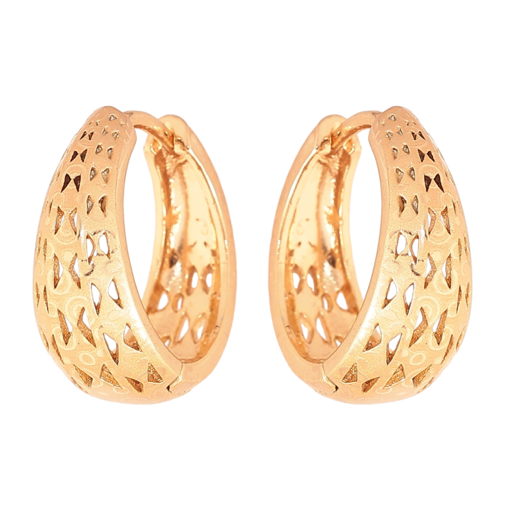 Сережки Xuping колір Позолота 18К колечка "Різьблений візерунок з напиленням" фото №7