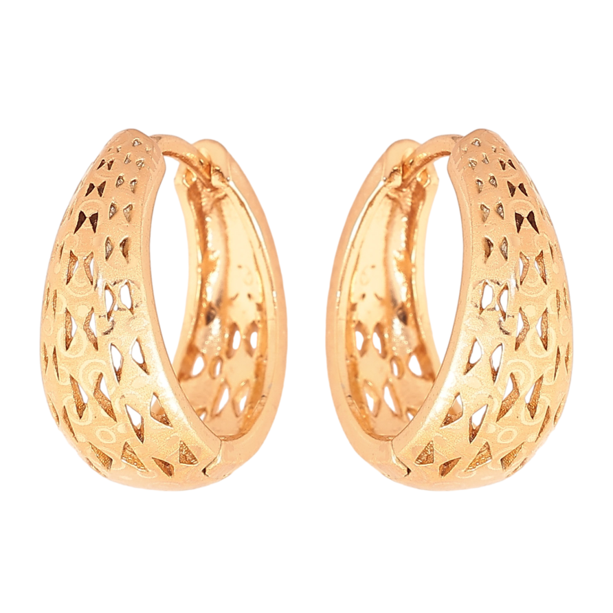 Сережки Xuping колір Позолота 18К колечка "Різьблений візерунок з напиленням" фото №1