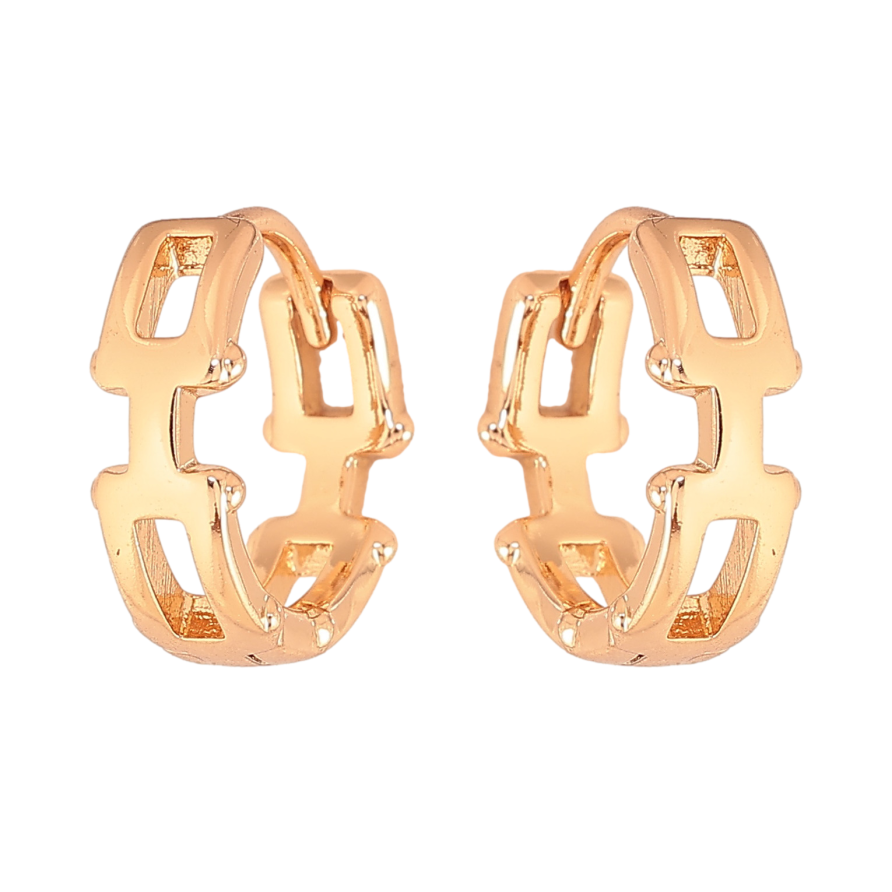 Серьги Xuping цвет Позолота 18К колечки "Декоративный узор" фото №1