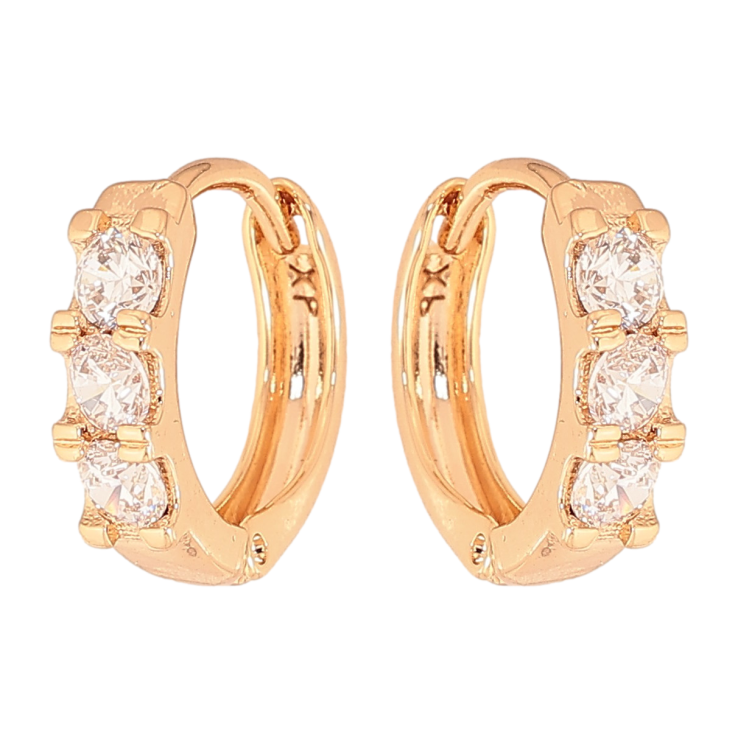 Серьги Xuping цвет Позолота 18К колечки "Дорожки кристаллов" фото №21