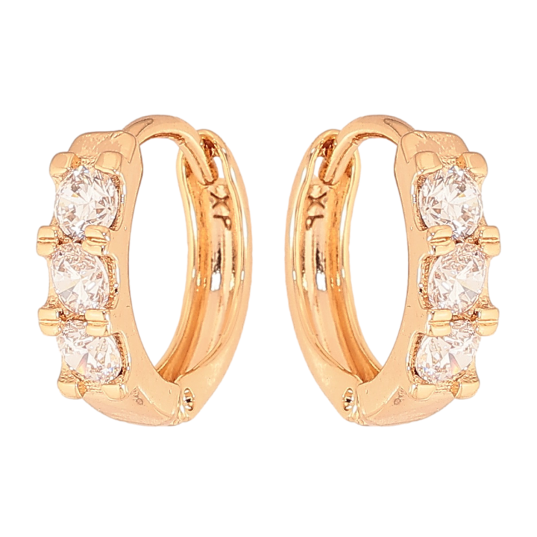 Серьги Xuping цвет Позолота 18К колечки "Дорожки кристаллов" фото №1