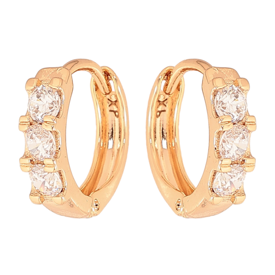 Серьги Xuping цвет Позолота 18К колечки "Дорожки кристаллов" фото №1