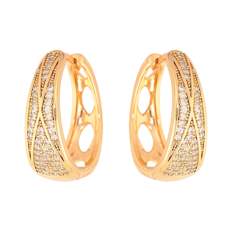 Сережки Xuping колір Позолота 18К колечка "Інкрустація кристалами" фото №25