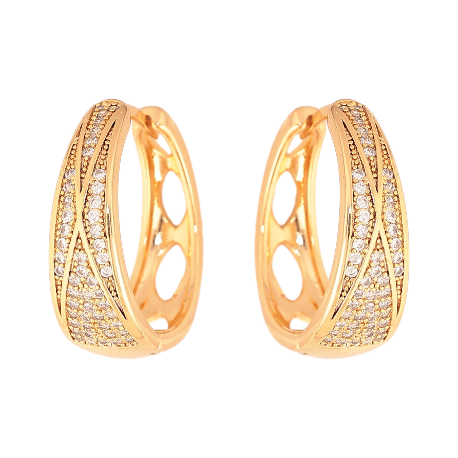 Сережки Xuping колір Позолота 18К колечка "Інкрустація кристалами" фото №1