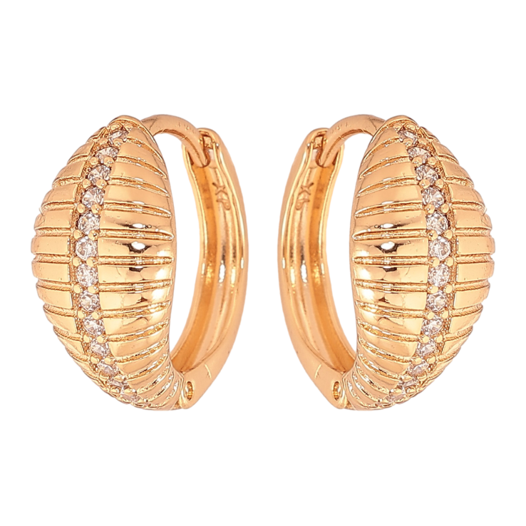 Серьги Xuping цвет Позолота 18К колечки "Узор с дорожками кристаллов" фото №23