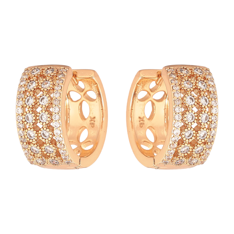 Сережки Xuping колір Позолота 18К колечка "Інкрустація кристалами" фото №1