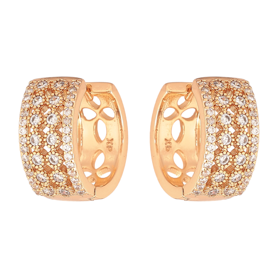 Сережки Xuping колір Позолота 18К колечка "Інкрустація кристалами" фото №1