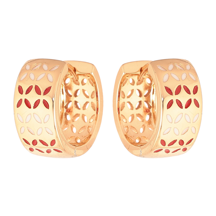 Сережки Xuping колір Позолота 18К колечка "Візерунок емаллю" фото №5