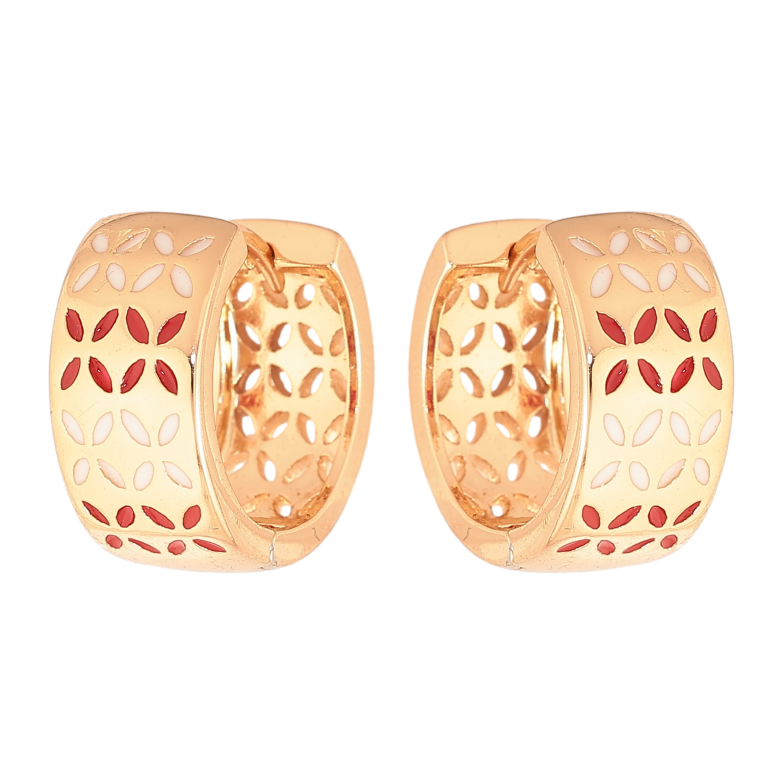 Сережки Xuping колір Позолота 18К колечка "Візерунок емаллю" фото №1