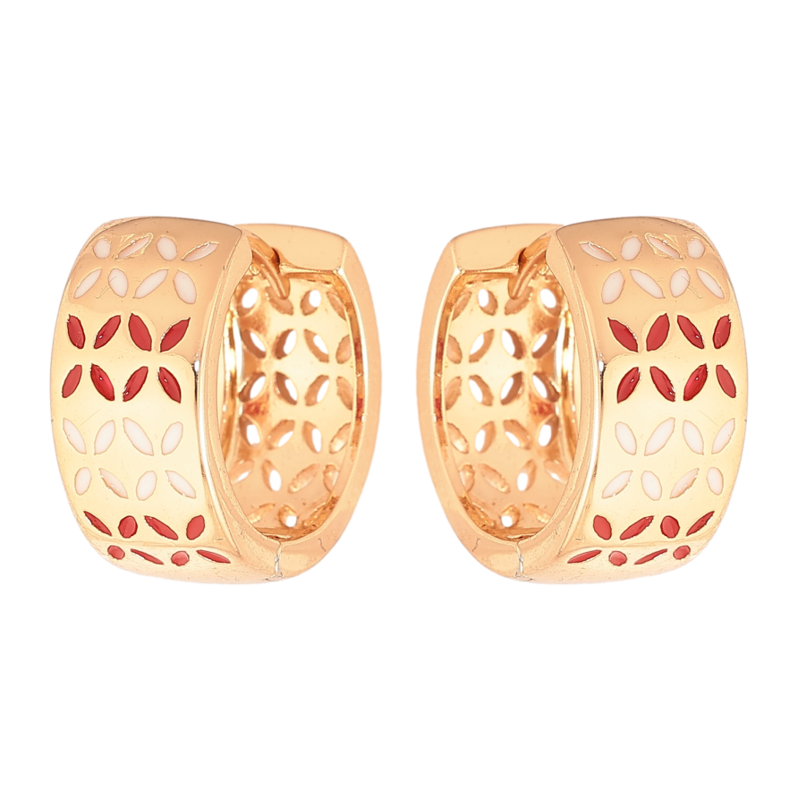 Сережки Xuping колір Позолота 18К колечка "Візерунок емаллю" фото №1