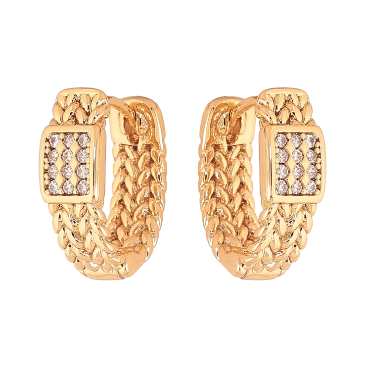 Серьги Xuping цвет Позолота 18К колечки "Узор с кристаллами" фото №18