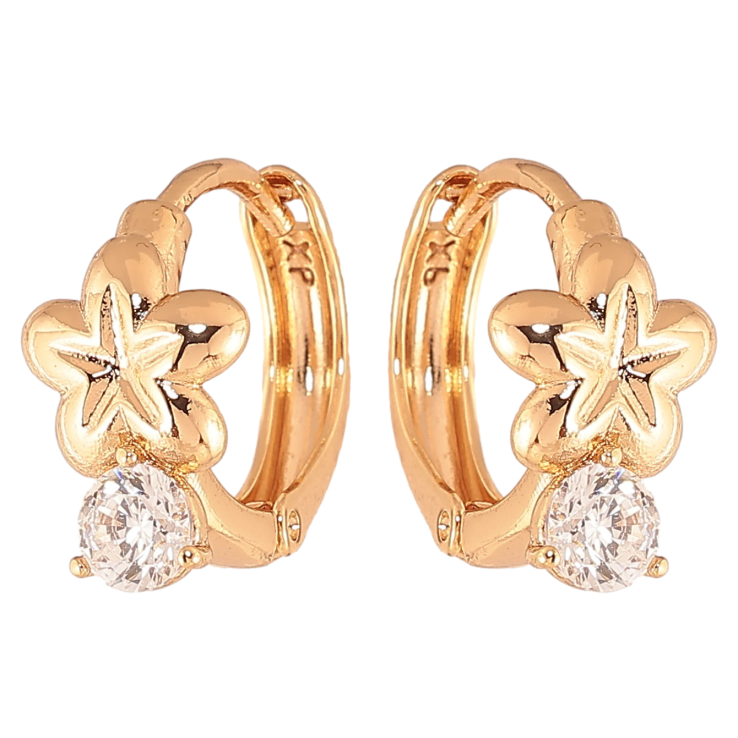 Сережки Xuping колір Позолота 18K колечка "Квіточки з кристалами" фото №22