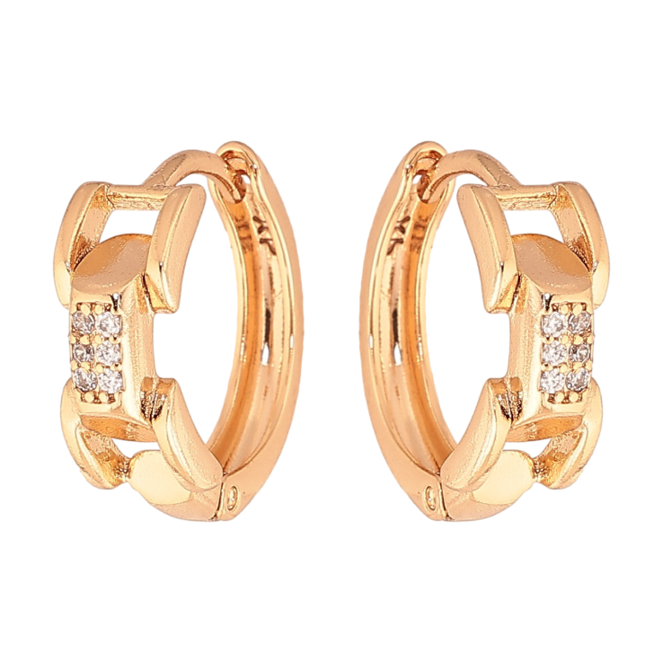 Сережки Xuping колір Позолота 18K колечка "Візерунок з кристалами" фото №9 Сережки Xuping колір Позолота 18K колечка "Візерунок з кристалами" фото №9