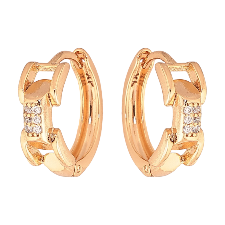 Сережки Xuping колір Позолота 18K колечка "Візерунок з кристалами" фото №1