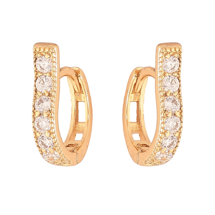 Сережки Xuping колір Позолота 18К колечка "Доріжки кристалів" фото №15