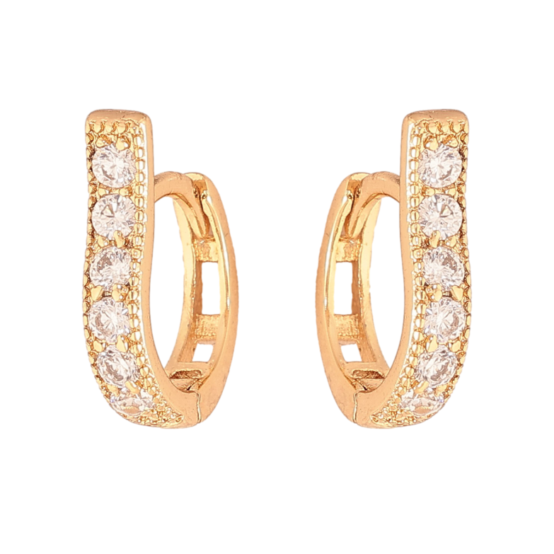 Серьги Xuping цвет Позолота 18К колечки "Дорожки кристаллов" фото №1