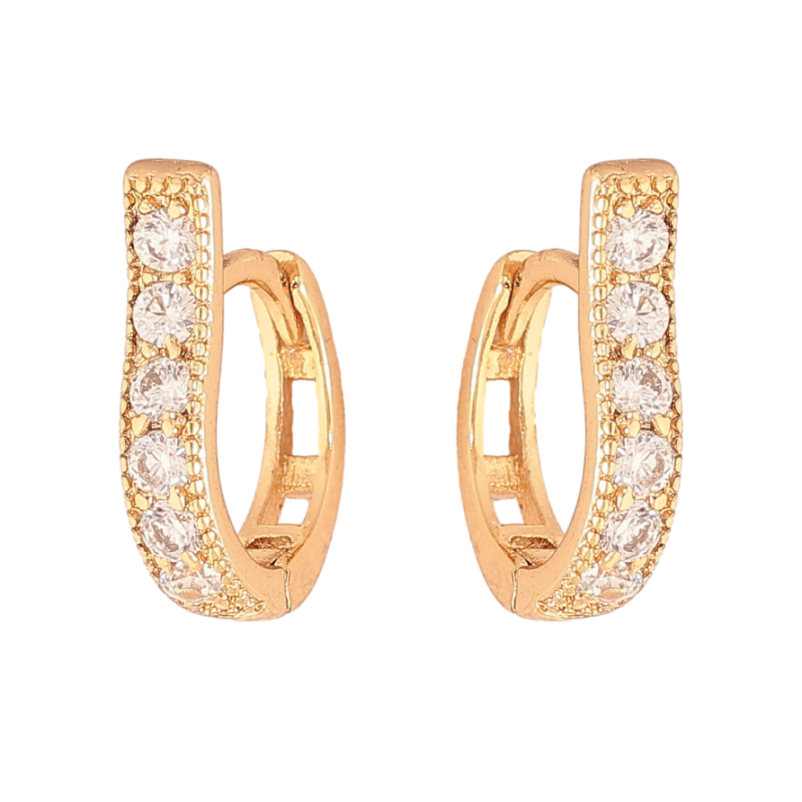 Серьги Xuping цвет Позолота 18К колечки "Дорожки кристаллов" фото №1