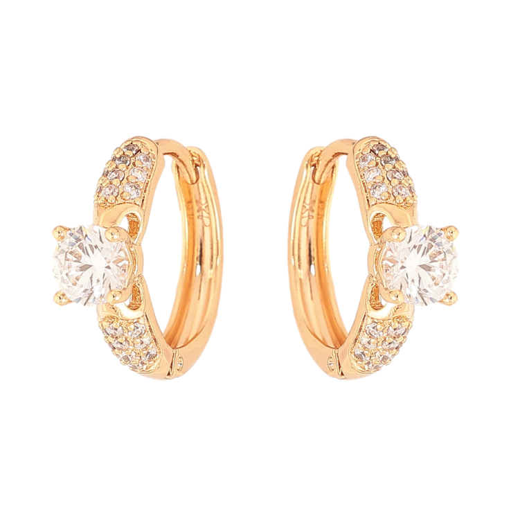 Серьги Xuping цвет Позолота 18К колечки "Узор с кристаллами" фото №11 Серьги Xuping цвет Позолота 18К колечки "Узор с кристаллами" фото №11