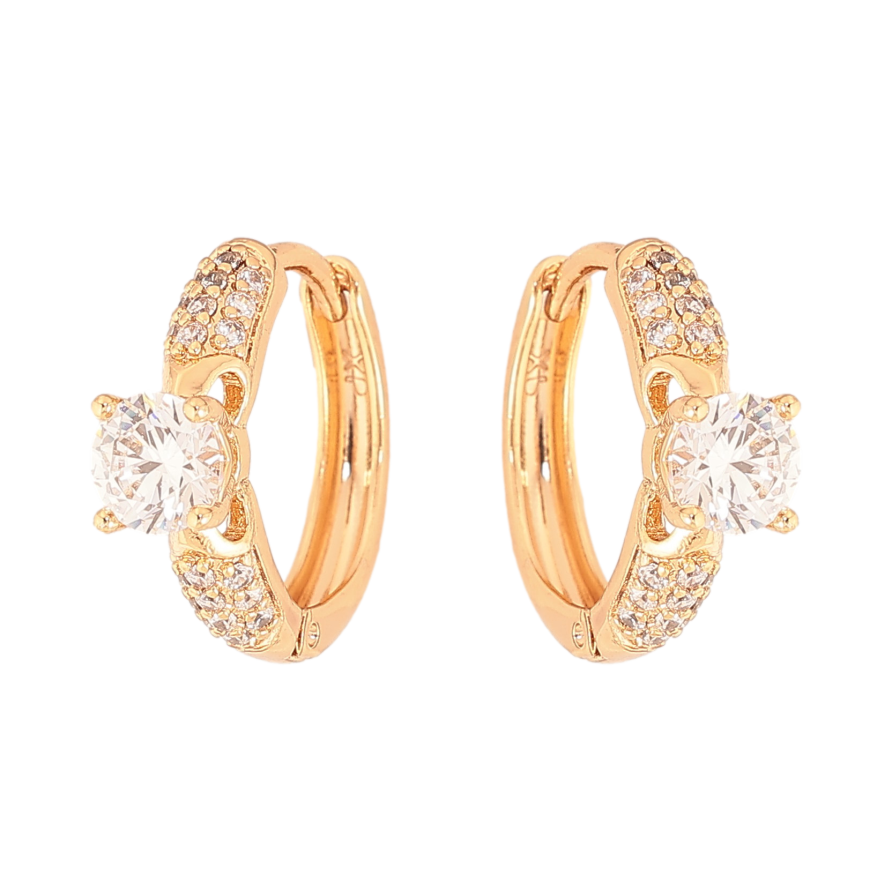 Серьги Xuping цвет Позолота 18К колечки "Узор с кристаллами" фото №1