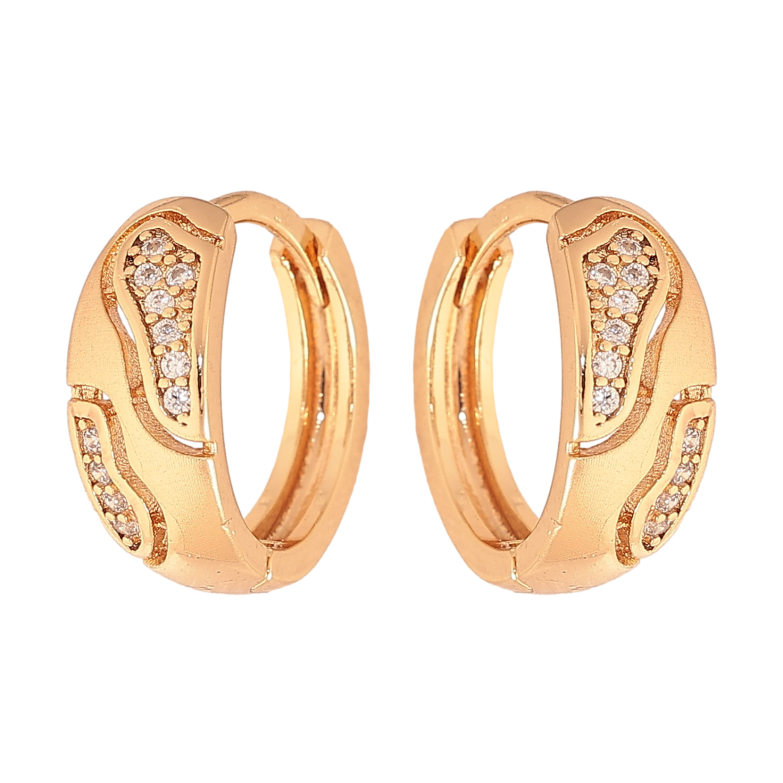 Серьги Xuping цвет Позолота 18К колечки "Узор с кристаллами" фото №1