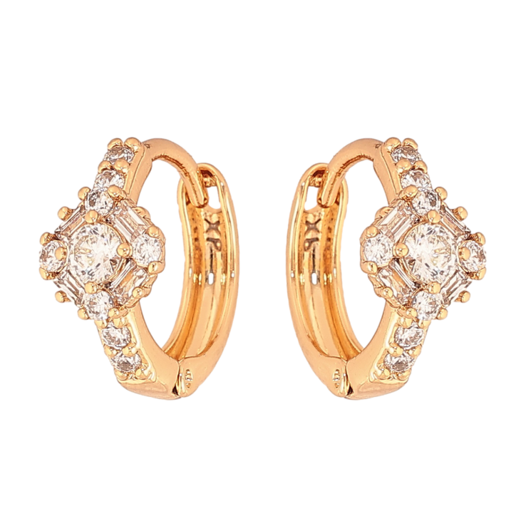 Сережки Xuping колір Позолота 18К колечка "Візерунок з кристалами" фото №20