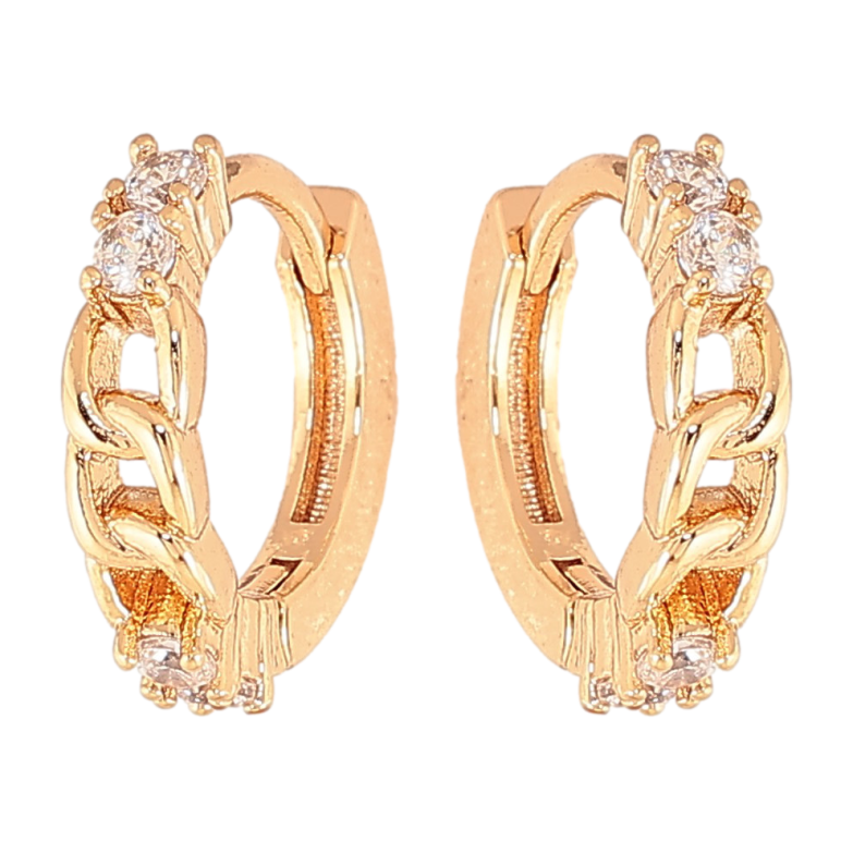 Серьги Xuping цвет Позолота 18K колечки "Узор с кристаллами"  фото №1