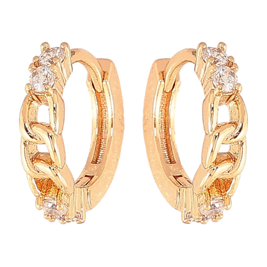 Серьги Xuping цвет Позолота 18K колечки "Узор с кристаллами"  фото №1