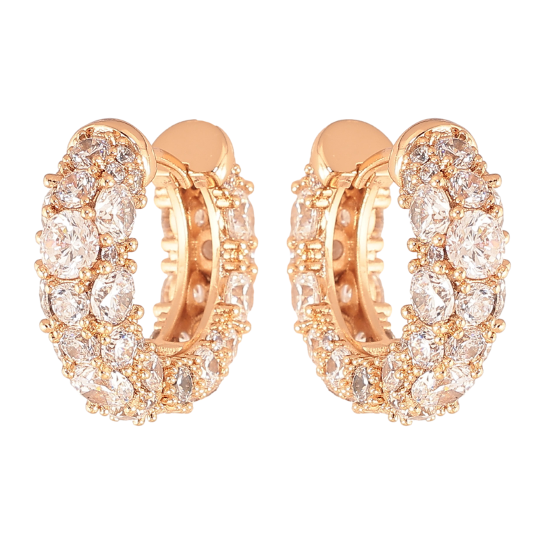 Сережки Xuping колір Позолота 18K колечка "Інкрустація кристалами" фото №1