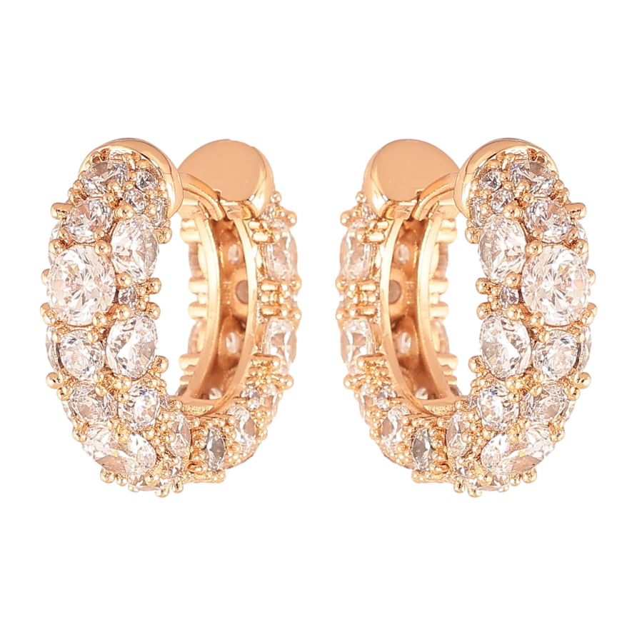 Сережки Xuping колір Позолота 18K колечка "Інкрустація кристалами" фото №1