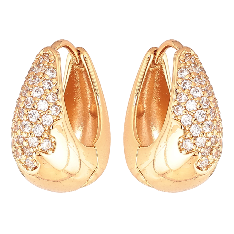 Серьги Xuping цвет Позолота 18K колечки "Инкрустация кристаллами"  фото №1