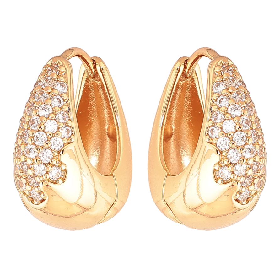 Сережки Xuping колір Позолота 18K колечка "Інкрустація кристалами" фото №1