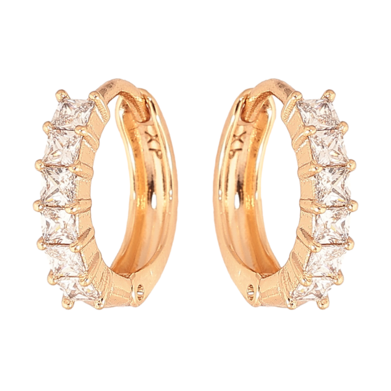 Серьги Xuping цвет Позолота 18K колечки "Дорожки кристаллов" фото №1