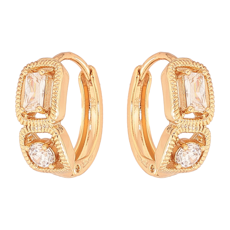 Серьги Xuping цвет Позолота 18К колечки "Узор с кристаллами" фото №14