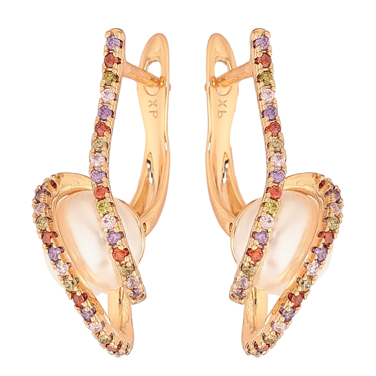 Серьги Xuping цвет Позолота 18К английський замок "Жемчужины с дорожками разноцветных кристаллов" фото №12 Серьги Xuping цвет Позолота 18К английський замок "Жемчужины с дорожками разноцветных кристаллов" фото №12