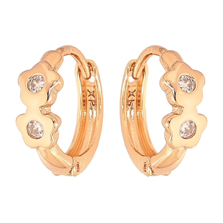 Серьги Xuping цвет Позолота 18К колечки "Цветочки с кристаллами" фото №1