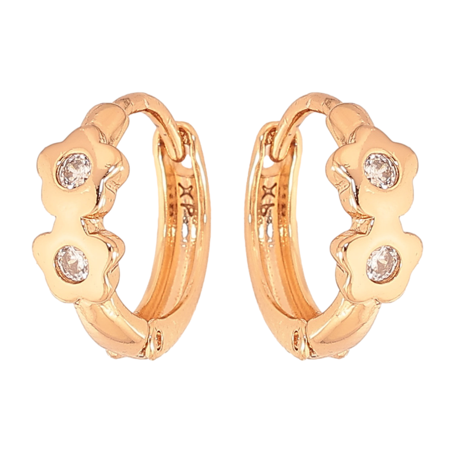 Серьги Xuping цвет Позолота 18К колечки "Цветочки с кристаллами" фото №1 Серьги Xuping цвет Позолота 18К колечки "Цветочки с кристаллами" фото №1