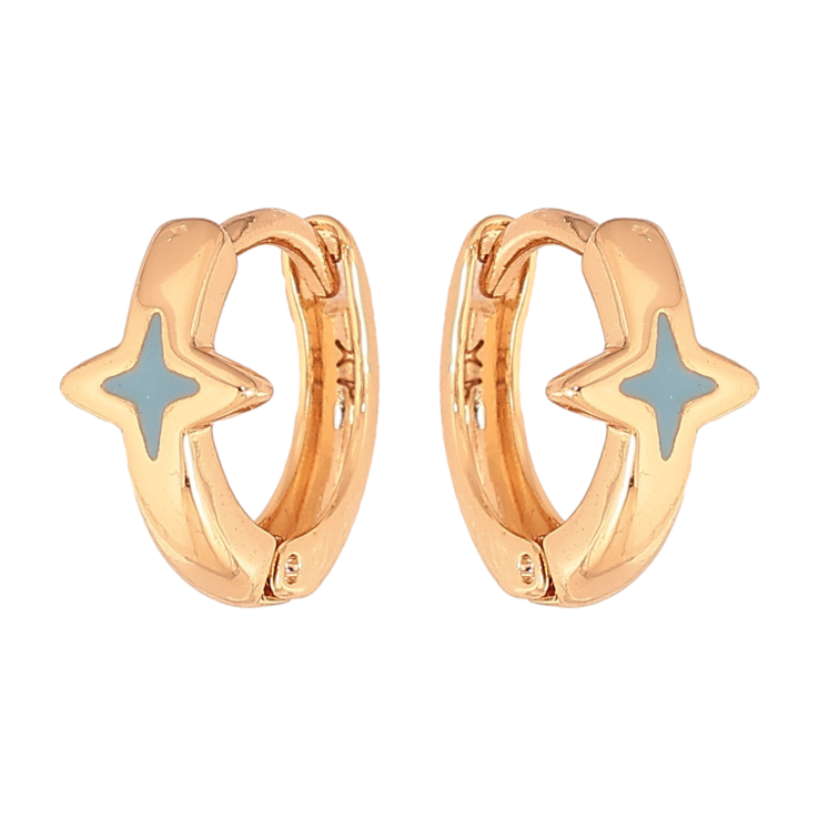 Сережки Xuping колір Позолота 18К колечка "Зірки з блакитною емаллю" фото №23
