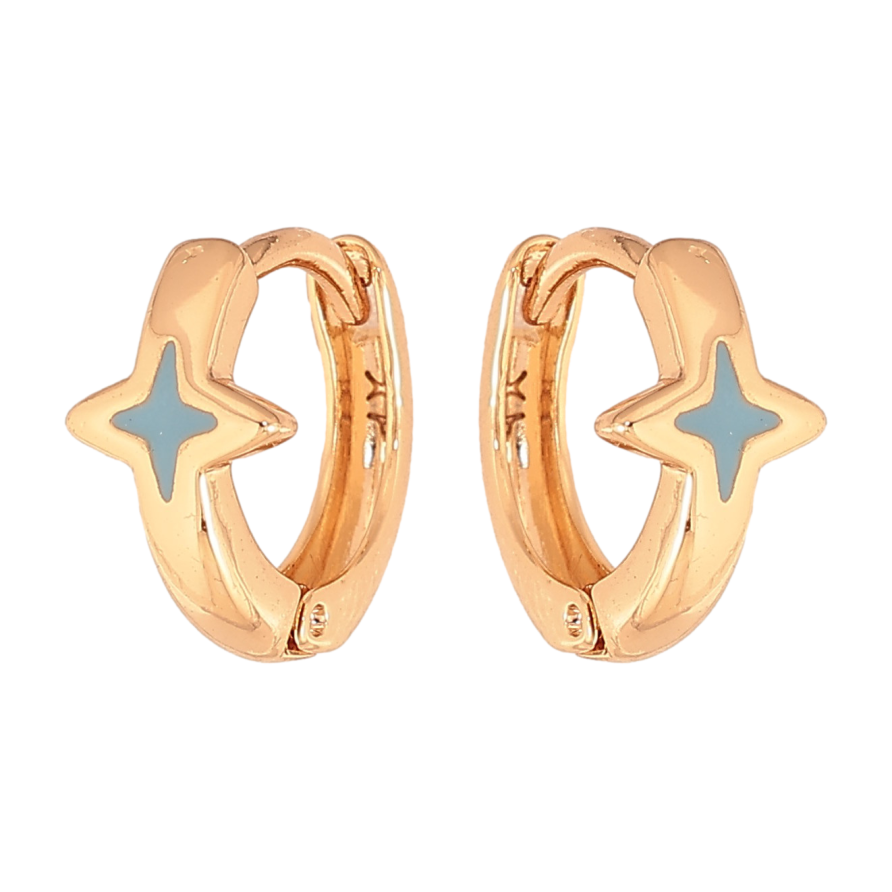 Серьги Xuping цвет Позолота 18К колечки "Звезды с голубой эмалью" фото №1
