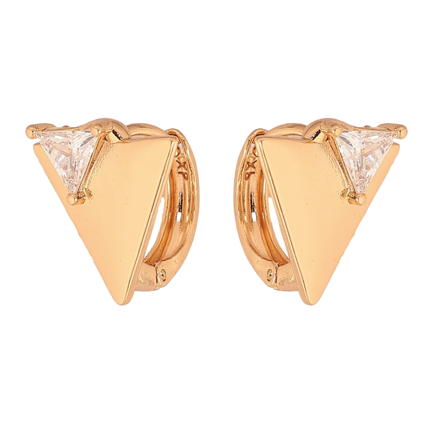 Сережки Xuping колір Позолота 18К колечка "Трикутники з кристалами" фото №1 Сережки Xuping колір Позолота 18К колечка "Трикутники з кристалами" фото №1