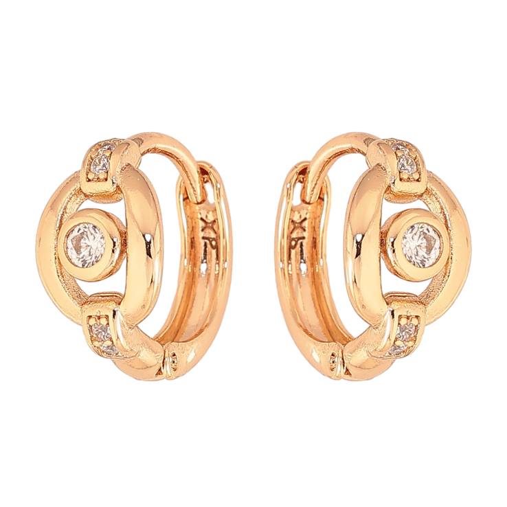 Серьги Xuping цвет Позолота 18К колечки "Узор с кристаллами" фото №24