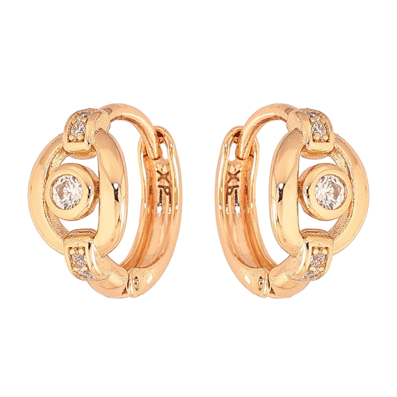 Серьги Xuping цвет Позолота 18К колечки "Узор с кристаллами" фото №1