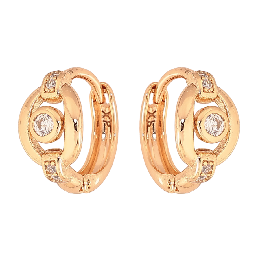 Серьги Xuping цвет Позолота 18К колечки "Узор с кристаллами" фото №1