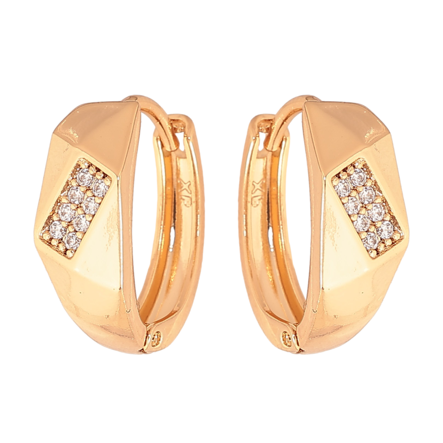 Сережки Xuping колір Позолота 18К колечка "Візерунок з кристалами" фото №1