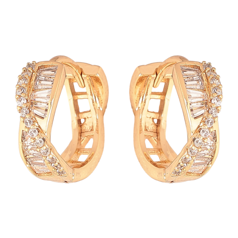 Сережки Xuping колір Позолота 18К колечка "Інкрустація кристалами" фото №1