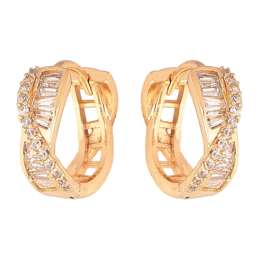 Сережки Xuping колір Позолота 18К колечка "Інкрустація кристалами" фото №1