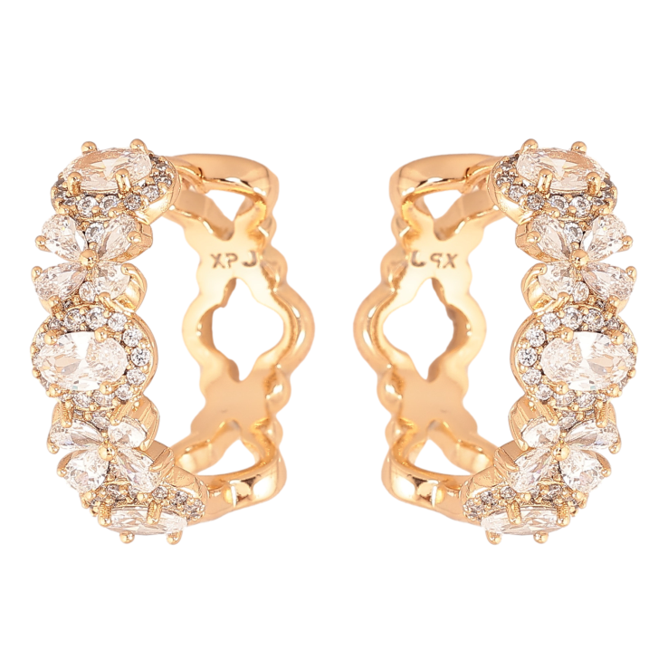 Серьги Xuping цвет Позолота 18К колечки "Инкрустация кристаллами" фото №24