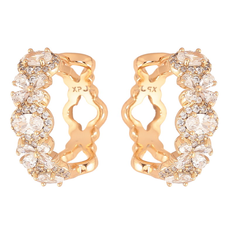 Серьги Xuping цвет Позолота 18К колечки "Инкрустация кристаллами" фото №1